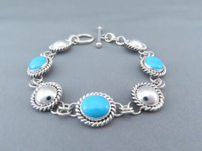 Sleeping Beauty Turquoise & Sterling Silver Link Bracelet by Artie Yellowhorse