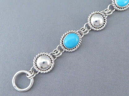 Sleeping Beauty Turquoise & Sterling Silver Link Bracelet by Artie Yellowhorse