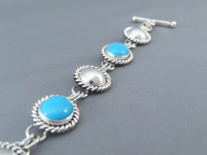 Sleeping Beauty Turquoise & Sterling Silver Link Bracelet by Artie Yellowhorse