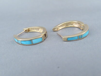 14kt Gold & Turquoise Inlay Earrings (light-weight)