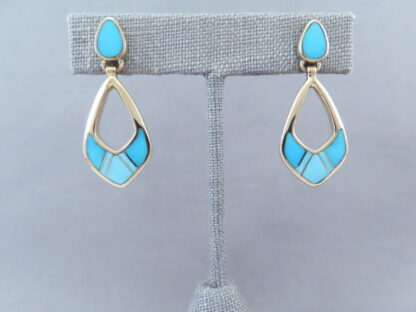 Turquoise Inlay 14kt Gold Earrings