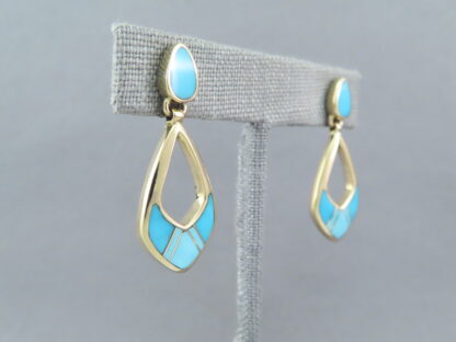 Turquoise Inlay 14kt Gold Earrings