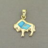 Gold Buffalo Pendant with Turquoise Inlay