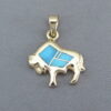 Gold Buffalo Pendant with Turquoise Inlay