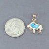 Gold Buffalo Pendant with Turquoise Inlay