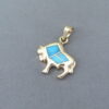 Gold Buffalo Pendant with Turquoise Inlay