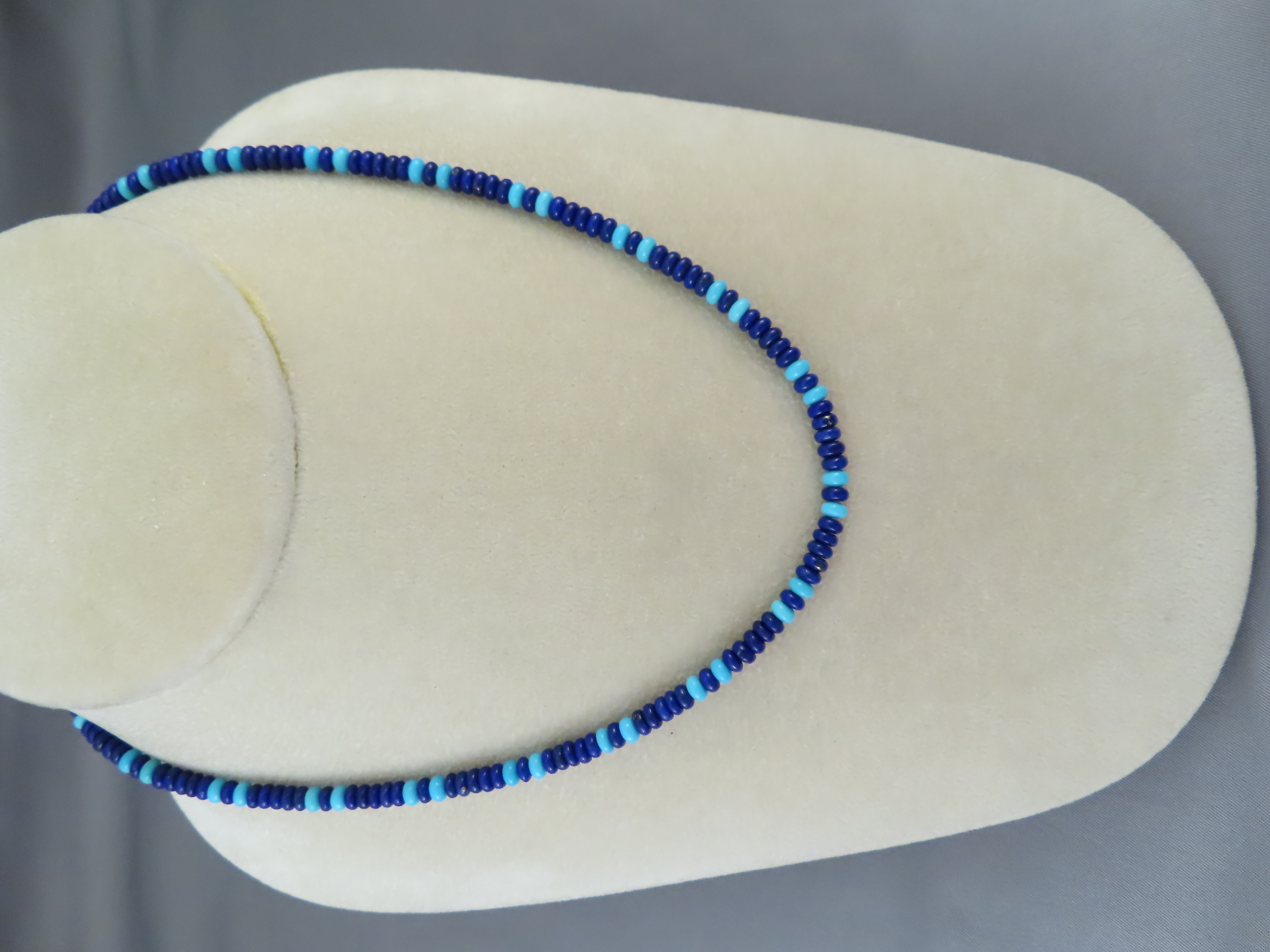 Lapis & Turquoise Necklace by Native American Navajo Indian jewelry artist, Desiree Yellowhorse FOR SALE $585-