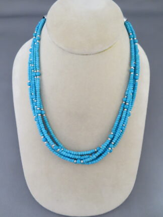 Five Strand Sleeping Beauty Turquoise Necklace by Desiree Yellowhorse