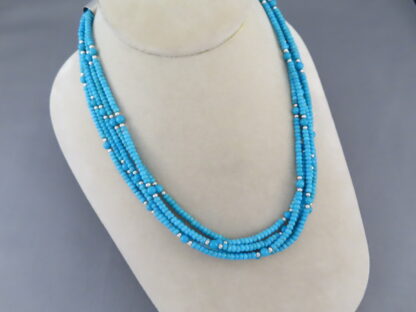 Five Strand Sleeping Beauty Turquoise Necklace by Desiree Yellowhorse