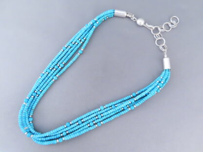 Five Strand Sleeping Beauty Turquoise Necklace by Desiree Yellowhorse