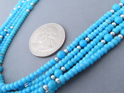 Five Strand Sleeping Beauty Turquoise Necklace by Desiree Yellowhorse