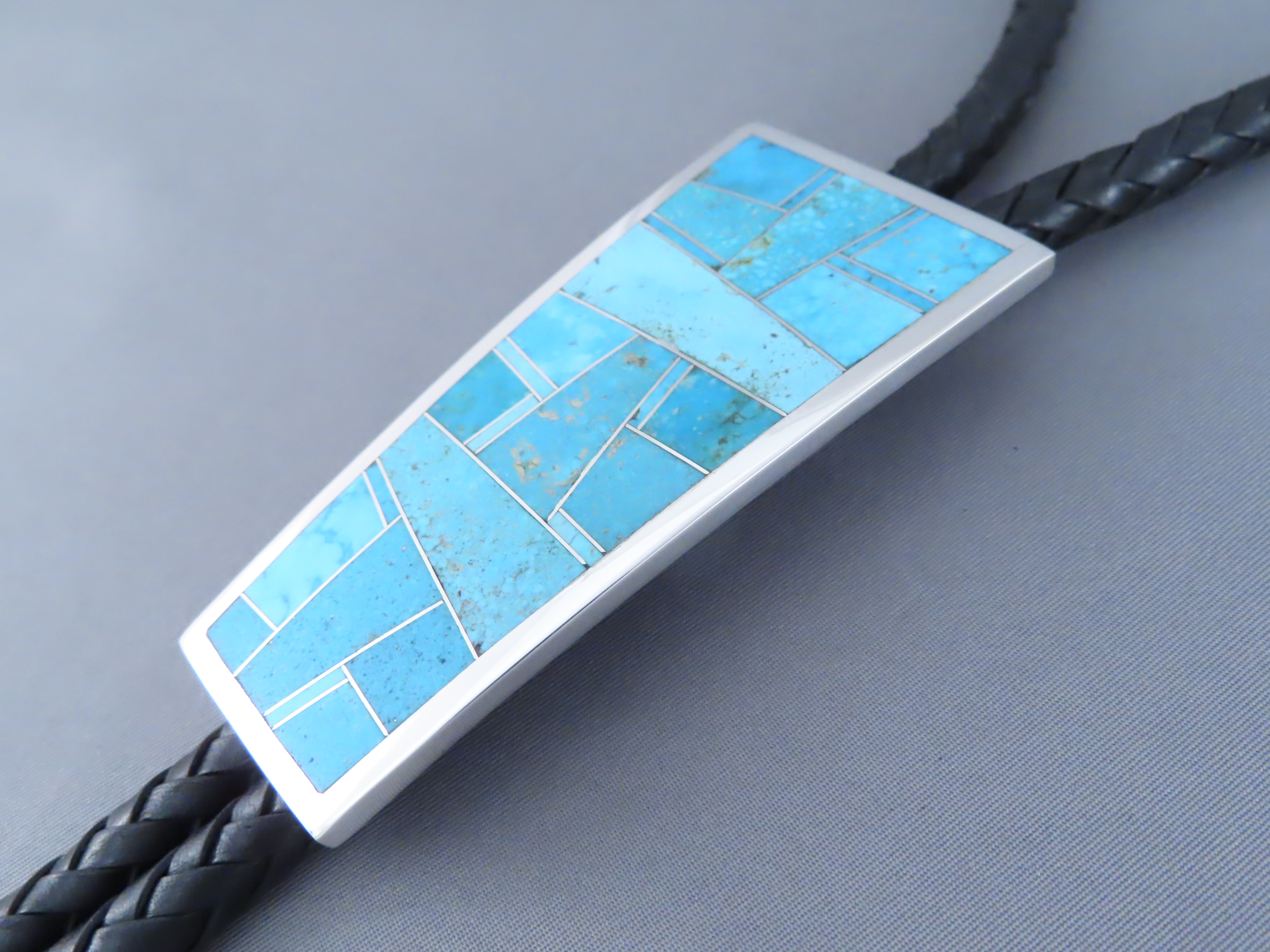 Larger Bolo Tie with Turquoise Inlay
