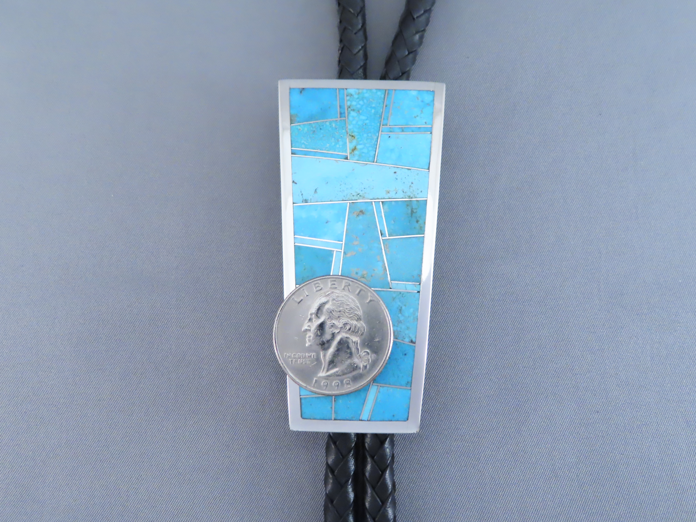 Larger Bolo Tie with Turquoise Inlay