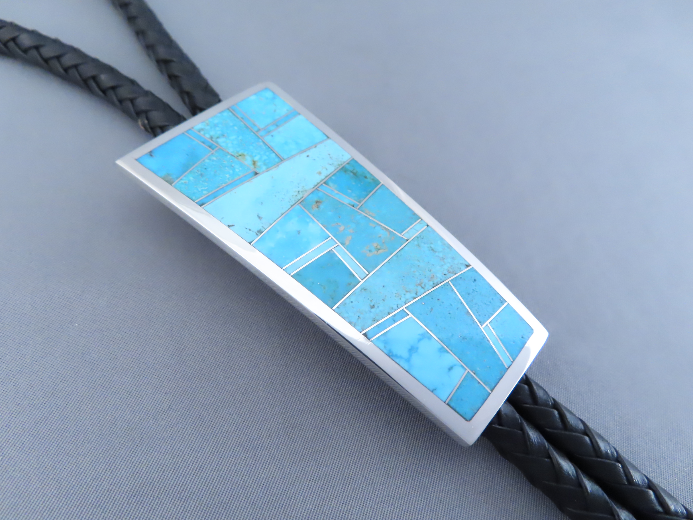 Larger Bolo Tie with Turquoise Inlay