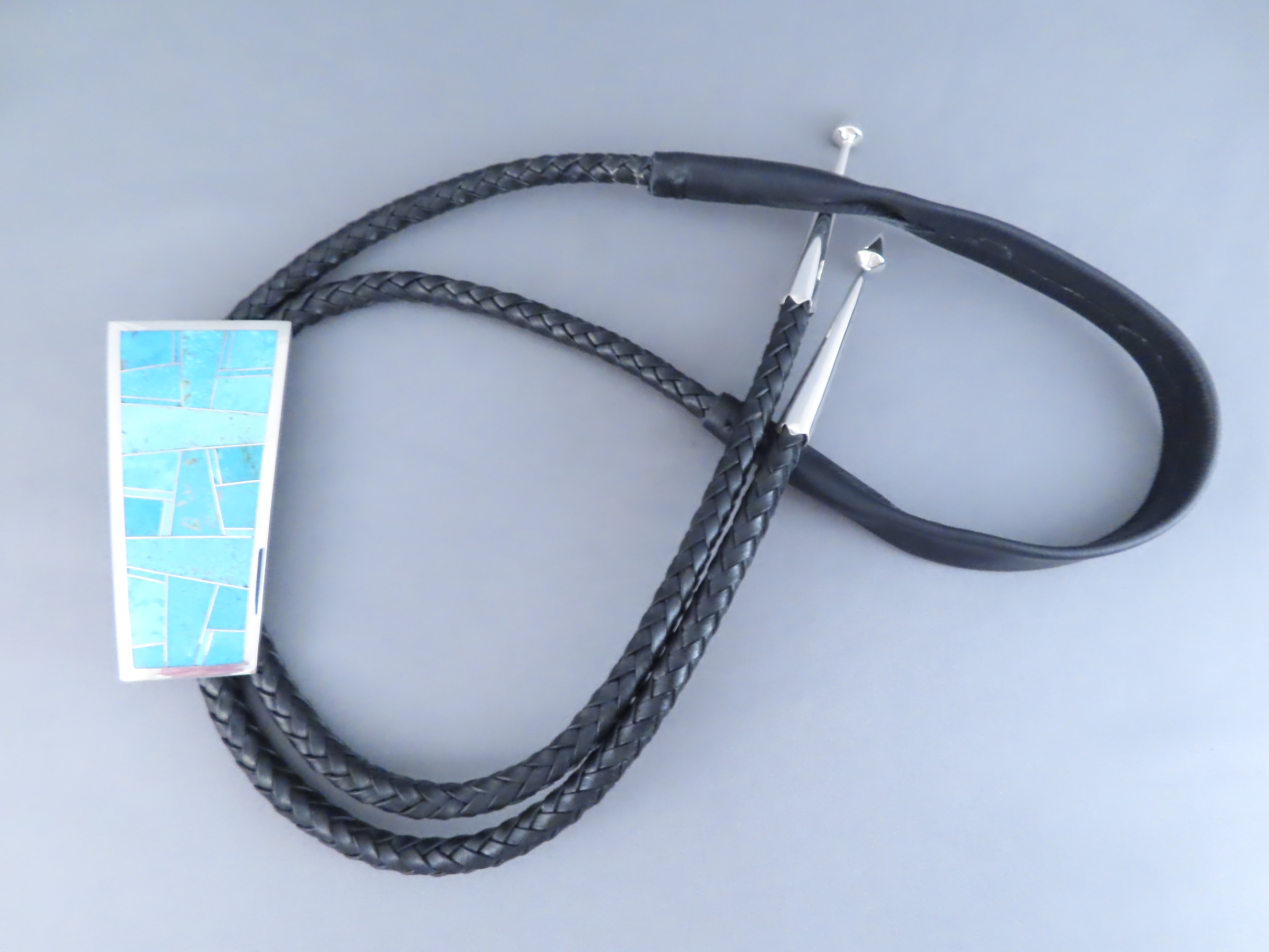 Larger Bolo Tie with Turquoise Inlay
