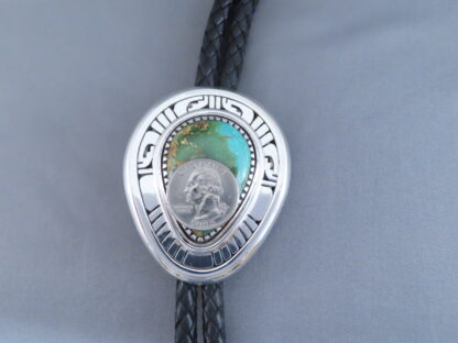 Royston Turquoise Bolo Tie by Leonard Nez (Large)