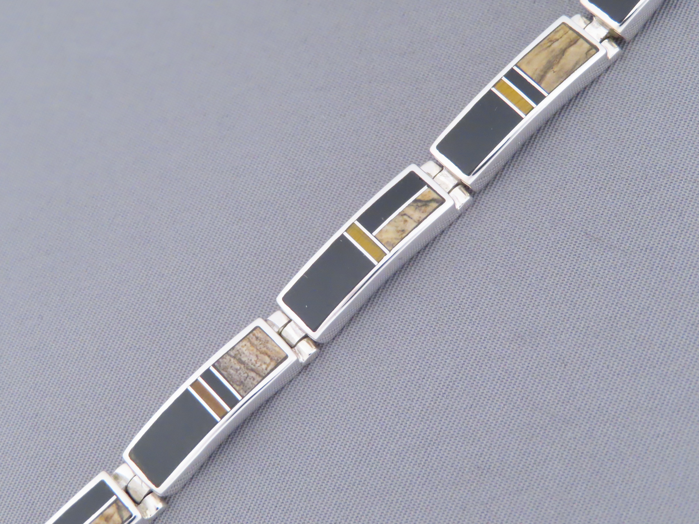 Multi-Stone Inlay Link Bracelet