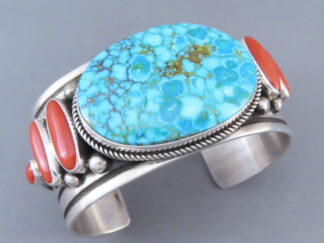 Coral & Turquoise Cuff Bracelet by Albert Jake