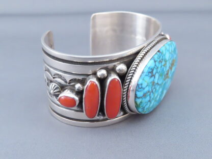 Coral & Turquoise Cuff Bracelet by Albert Jake