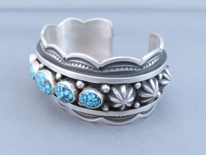 Black-Webbed Kingman Turquoise Cuff Bracelet – 5 Stones