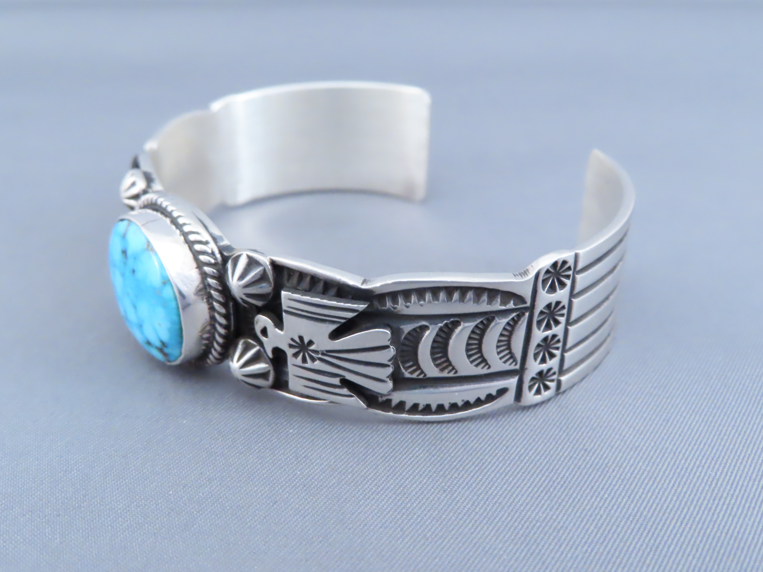 Thunderbird Bracelet with Kingman Turquoise by Andy Cadman