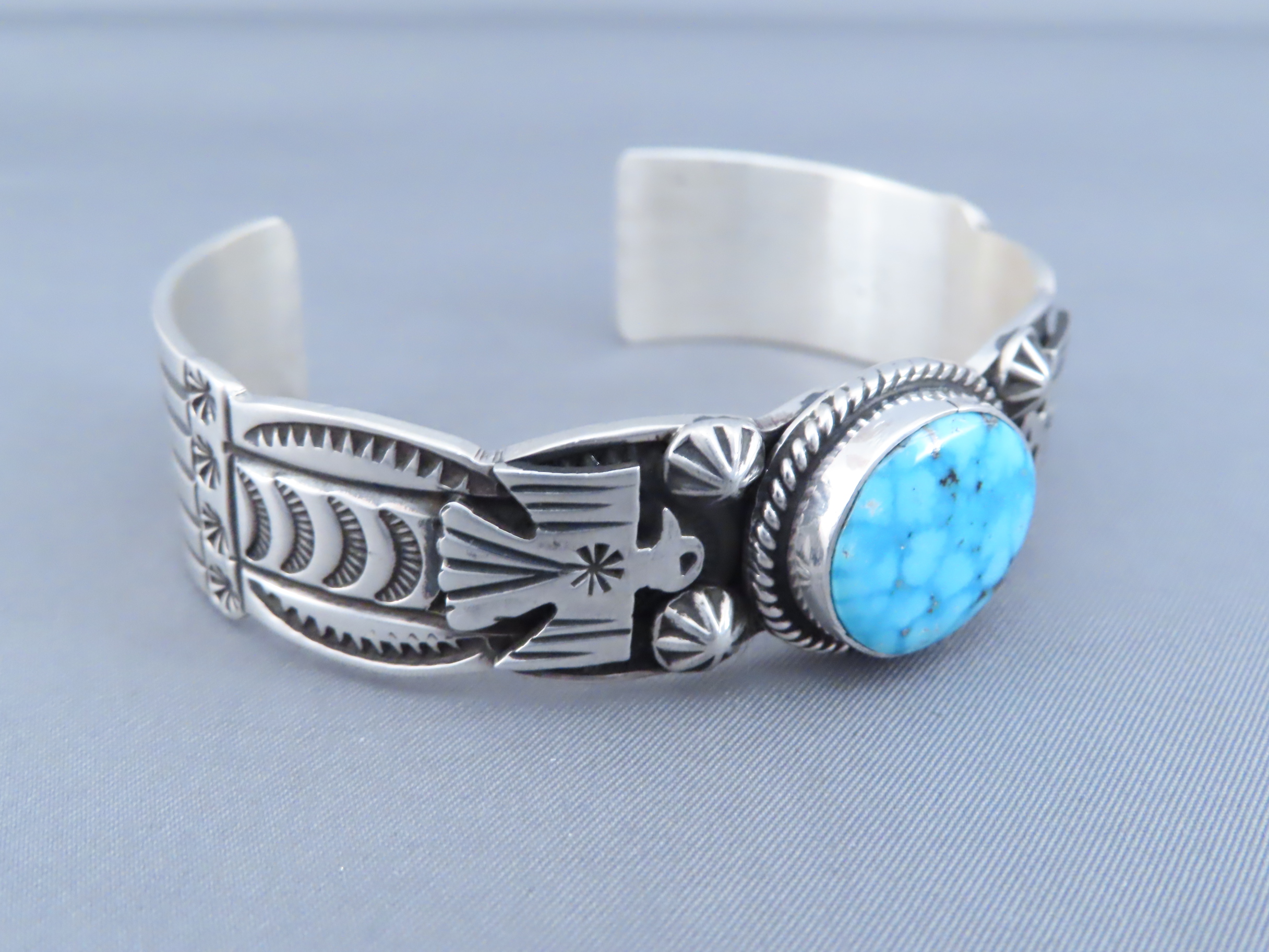 Thunderbird Bracelet with Kingman Turquoise by Andy Cadman