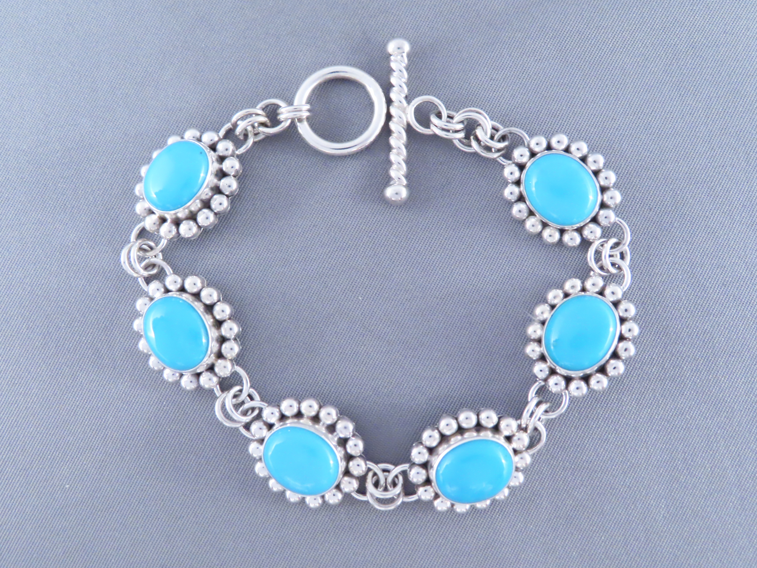 Sleeping Beauty Turquoise Link Bracelet by Artie Yellowhorse