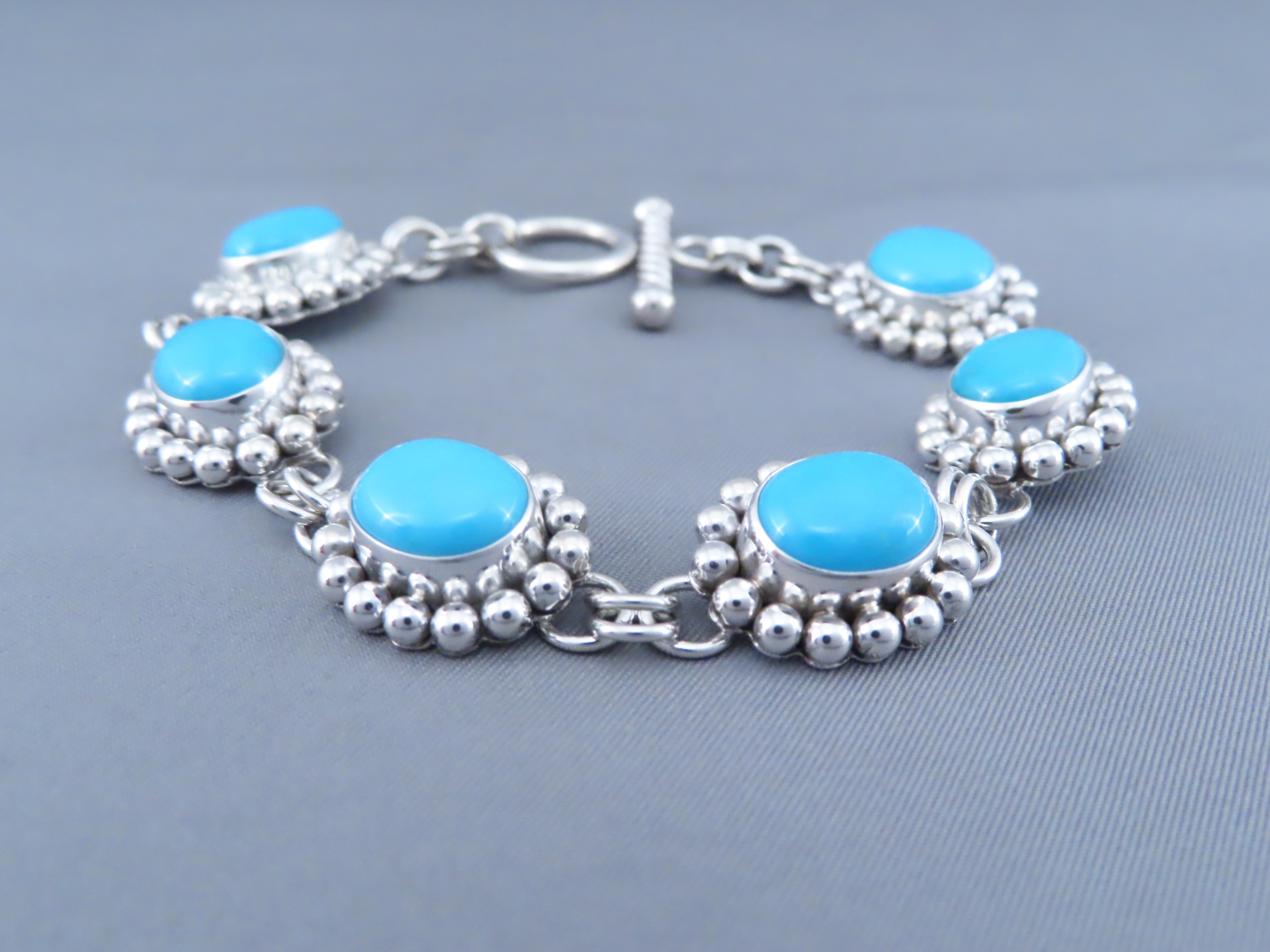 Sleeping Beauty Turquoise Link Bracelet by Artie Yellowhorse