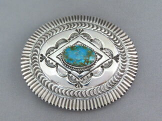 Kingman Turquoise Sterling Silver Belt Buckle