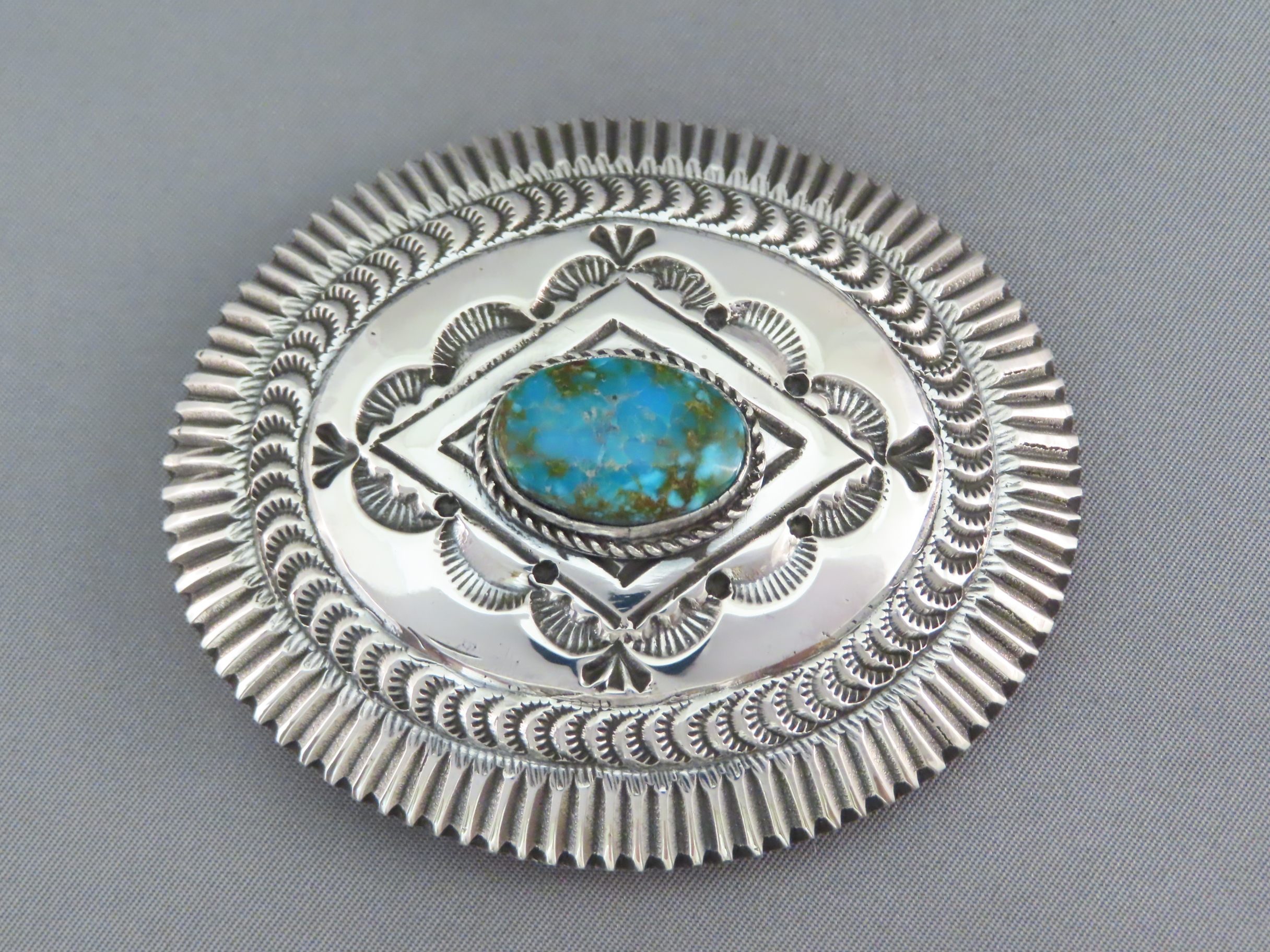 Kingman Turquoise Sterling Silver Belt Buckle