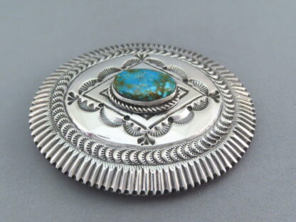 Kingman Turquoise Sterling Silver Belt Buckle