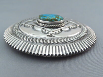 Kingman Turquoise Sterling Silver Belt Buckle