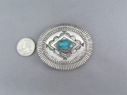Kingman Turquoise Sterling Silver Belt Buckle