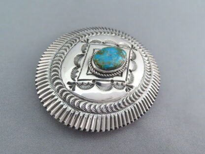 Kingman Turquoise Sterling Silver Belt Buckle