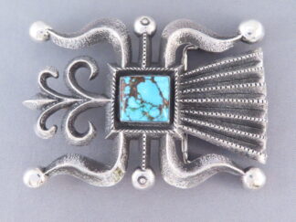 Sandcast Belt Buckle with Kingman Turquoise