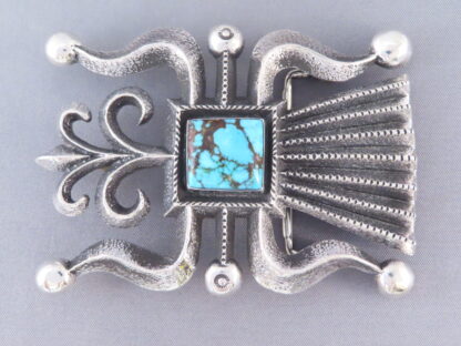 Sandcast Belt Buckle with Kingman Turquoise