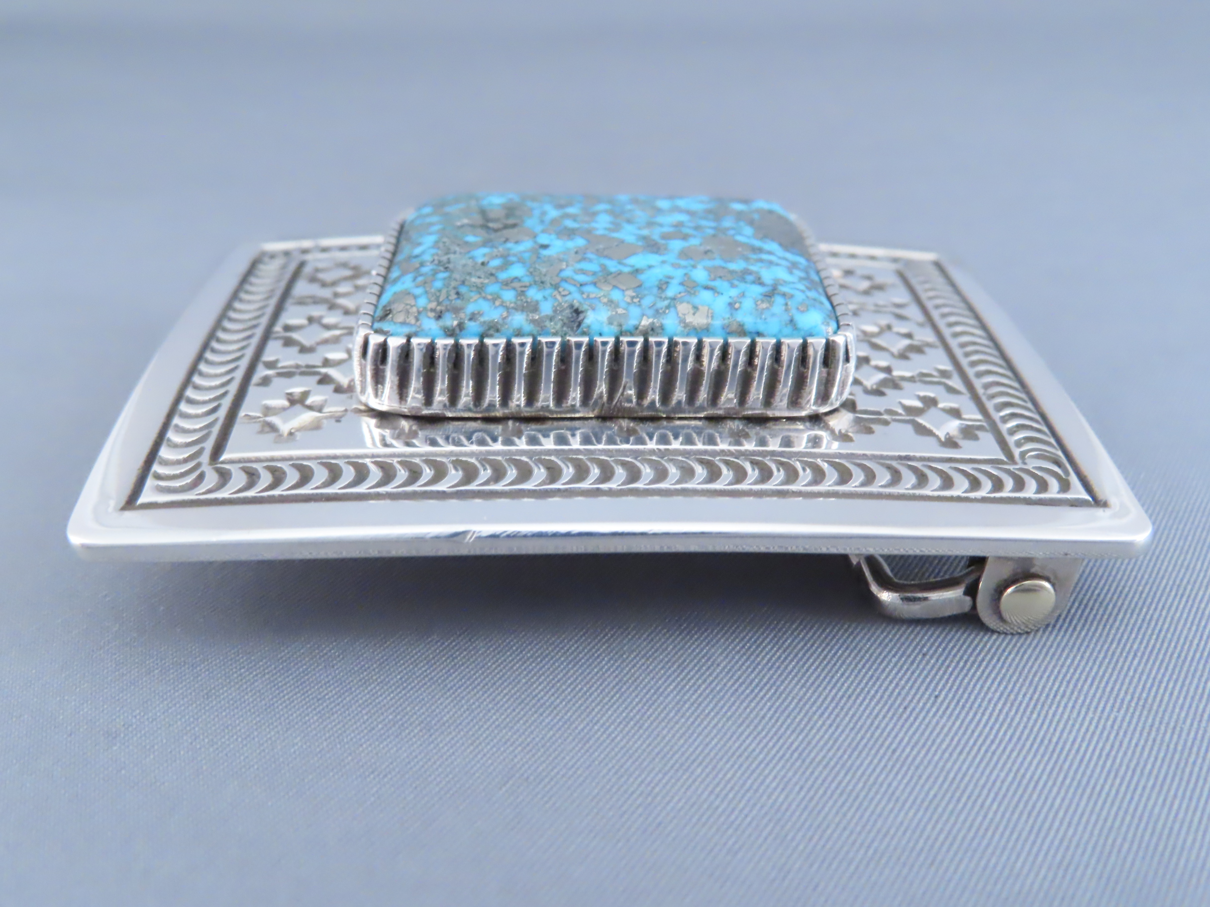 Persian Turquoise Belt Buckle by Landon Secatero