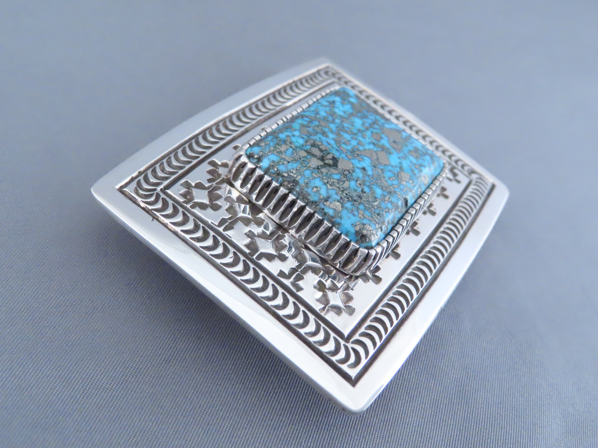 Persian Turquoise Belt Buckle by Landon Secatero