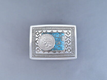 Persian Turquoise Belt Buckle by Landon Secatero