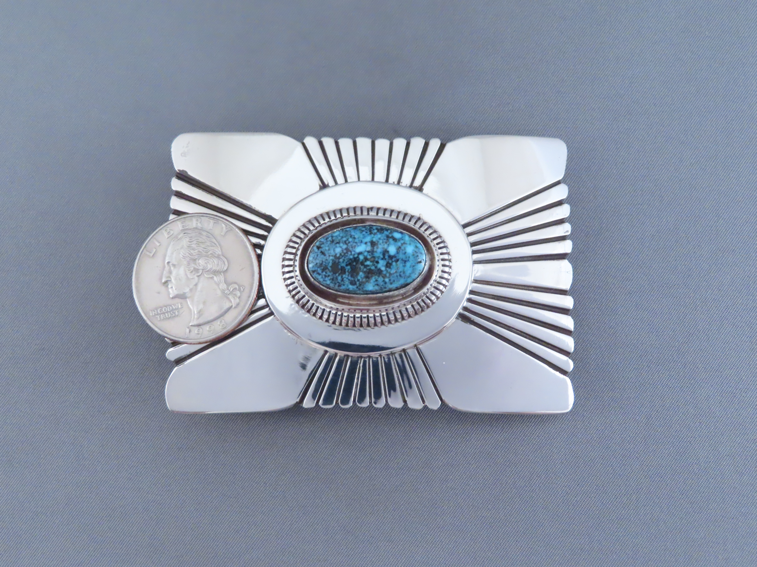 Leonard Nez Kingman Turquoise Belt Buckle