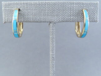 14kt Gold & Turquoise Inlay Earrings (light-weight)