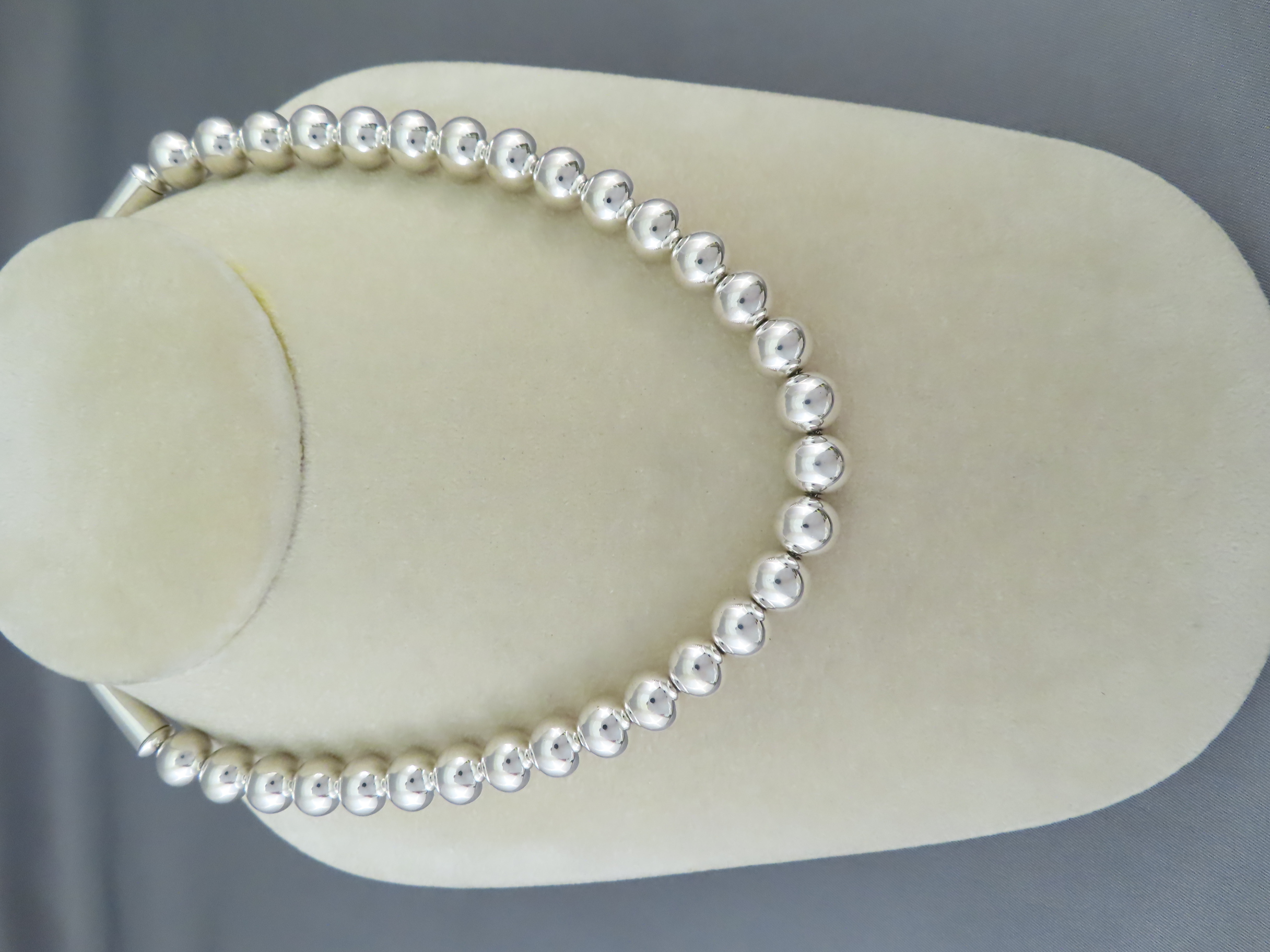 Buy Native American Jewelry - Short Sterling Silver 'Navajo Pearls' Bead Necklace by Navajo jeweler, Artie Yellowhorse FOR SALE $795-