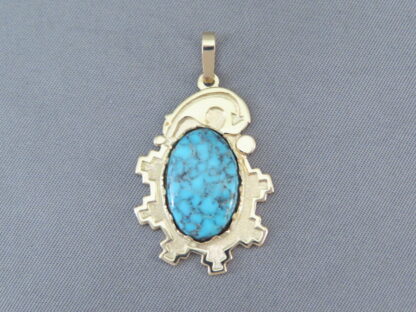 14kt Gold & Lone Mountain Turquoise Pendant by Robert Taylor