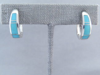Turquoise Inlay Earrings (Smaller Huggies)