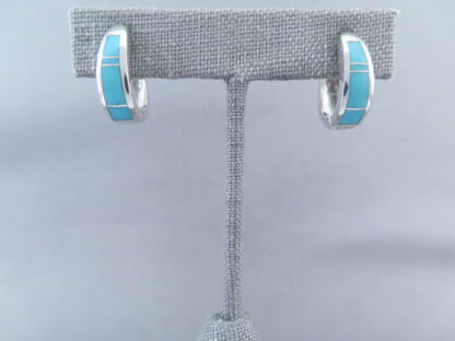 Turquoise Inlay Earrings (Smaller Huggies)