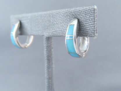 Turquoise Inlay Earrings (Smaller Huggies)
