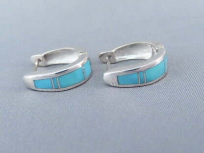 Turquoise Inlay Earrings (Smaller Huggies)
