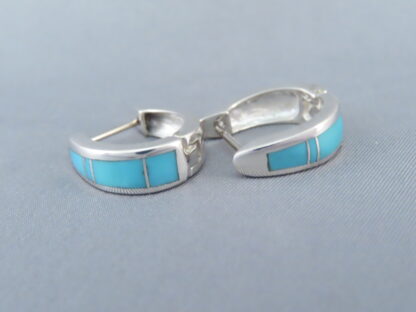 Turquoise Inlay Earrings (Smaller Huggies)