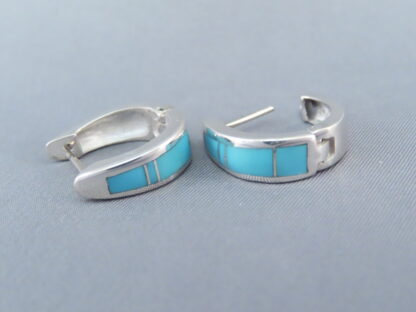 Turquoise Inlay Earrings (Smaller Huggies)