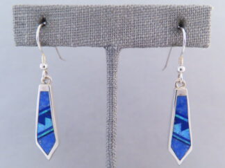 Buy Native American Jewelry - Longer Dangling Lapis & Opal Inlay Earrings by Supersmith jeweler, Charles Willie $295- FOR SALE